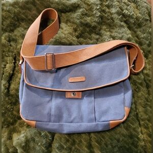 Timbuk2 16 Inch Stone Blue Canvas And Leather Laptop Bag
